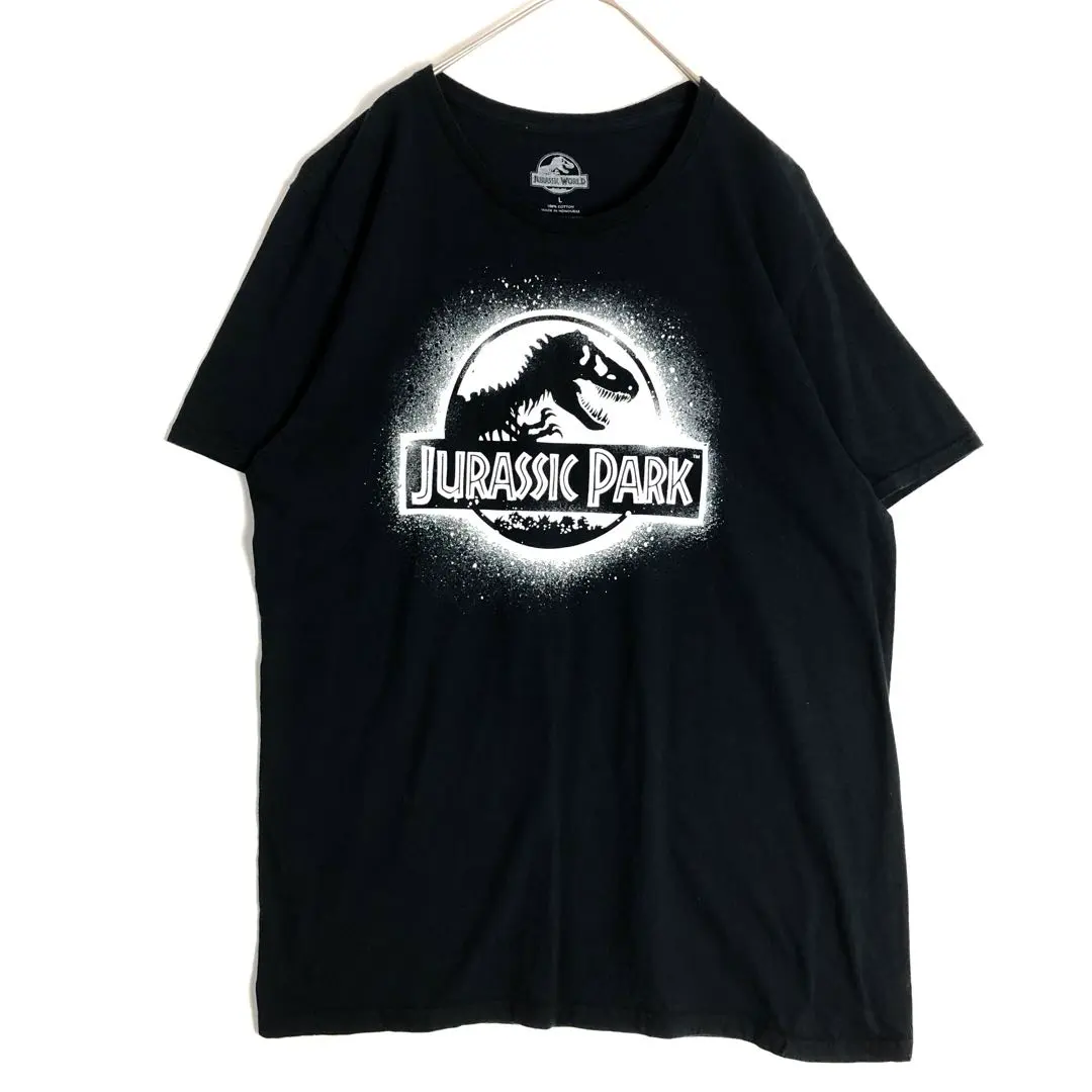 3490　ジュラシックパーク　ムービー T 半袖　Tシャツ　ビッグプリント　黒