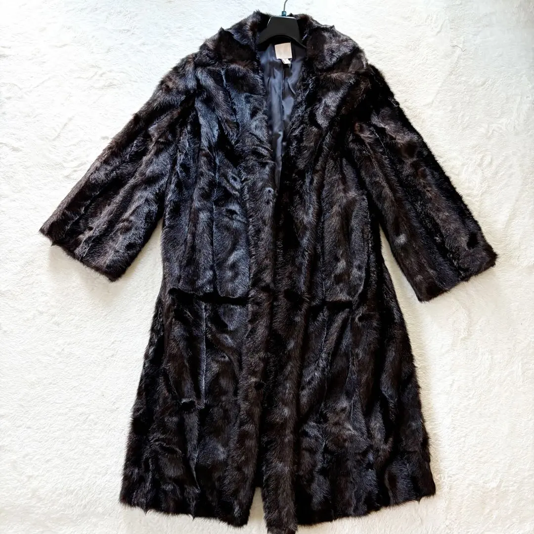 極美品　H&M ファーコート　ロングコート　ブラウン系　M 着用感L〜XL