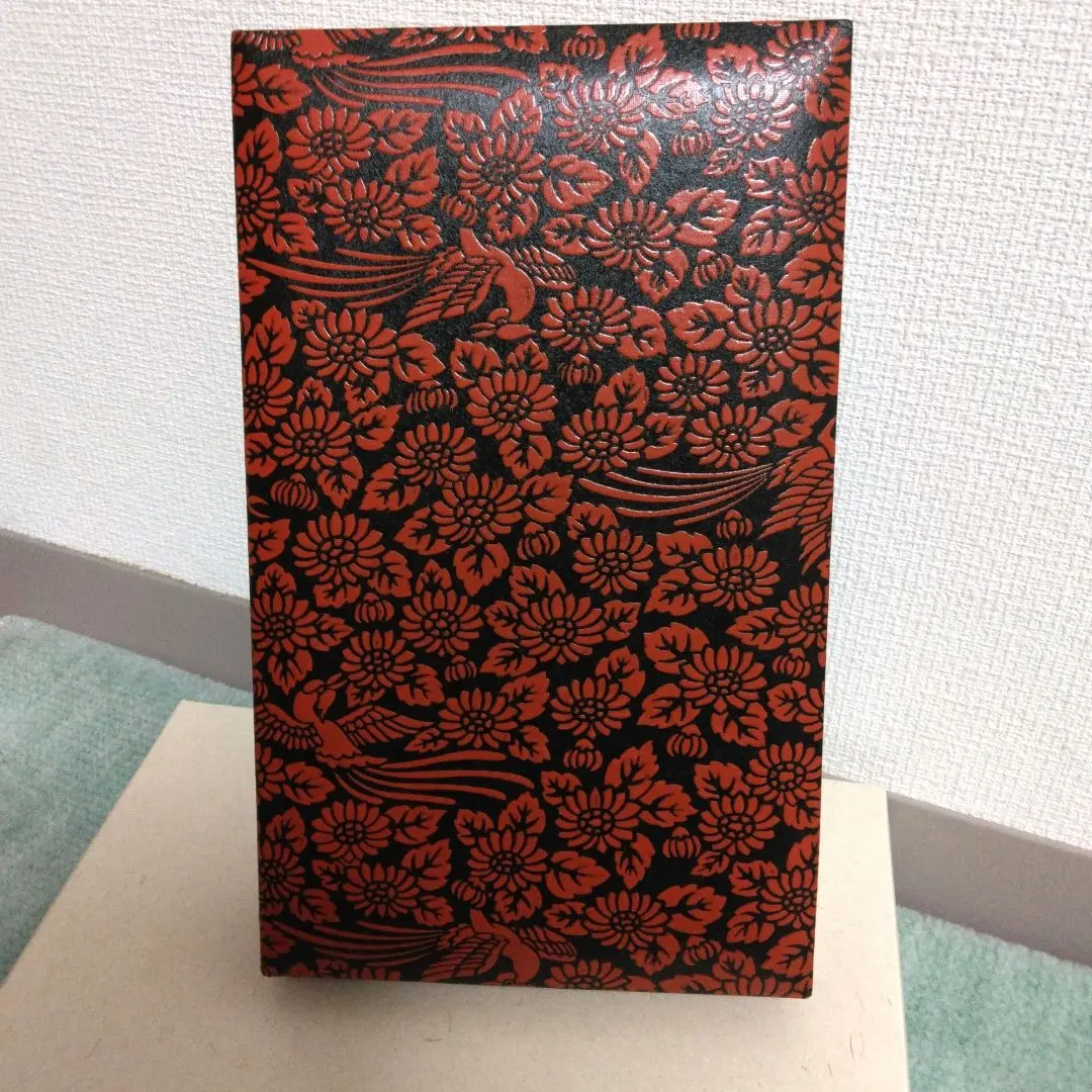 赤黒花柄文箱　小物入れ