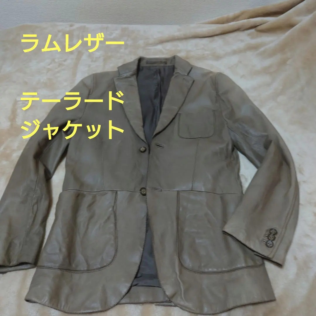 希少✨DESIGNWORKS レザージャケット　羊革　ベージュ46