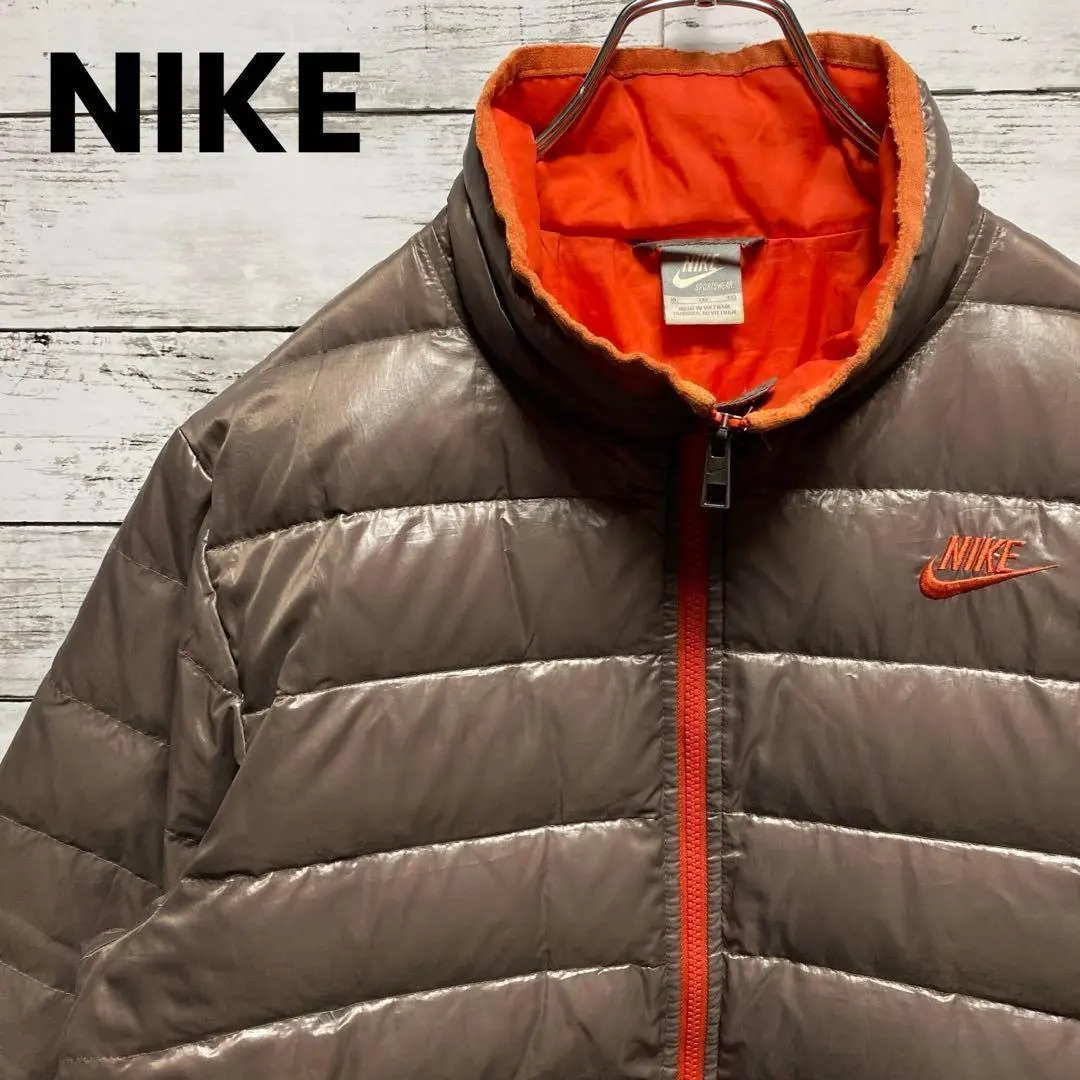 D1【希少なXL】ナイキ　刺繍ロゴ　ワンポイント　レア　希少　ダウンジャケット