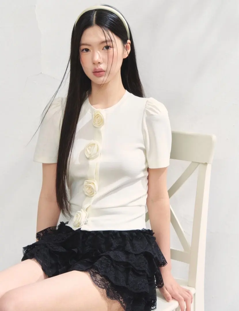 トリートユアセルフ ローズフラワーショートカーディガン 新品未着用美品 タグ付き