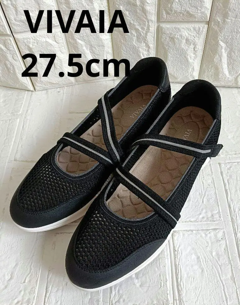 VIVAIA ブラック フラットシューズ ストラップ付き 美品 27.5