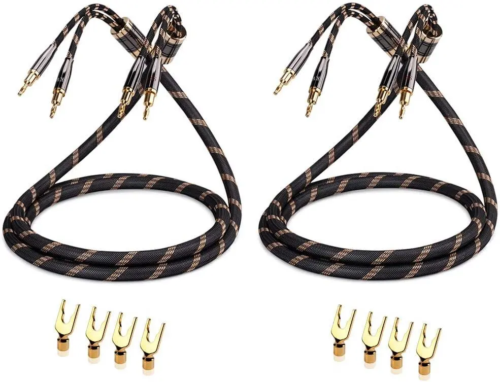 SKW Hi-Fi スピーカーケーブル 1.5M、交換可能なバナナプラグケーブル