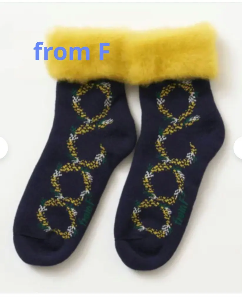 fromF ソックス もこもこソックス ミモザ ネイビー M