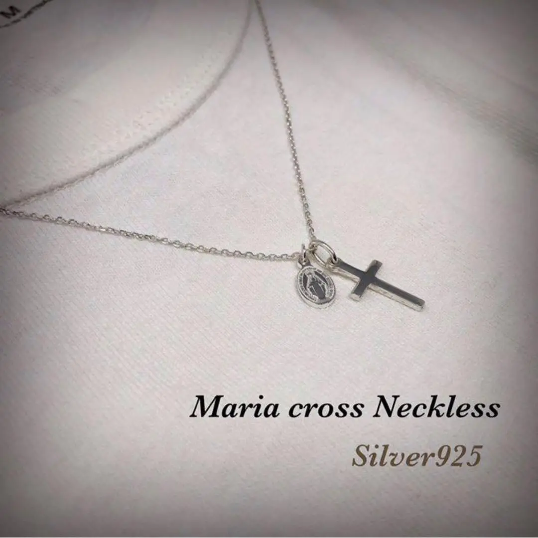 ネックレス メンズ メンズネックレス クロス マリア シルバー925 コイン