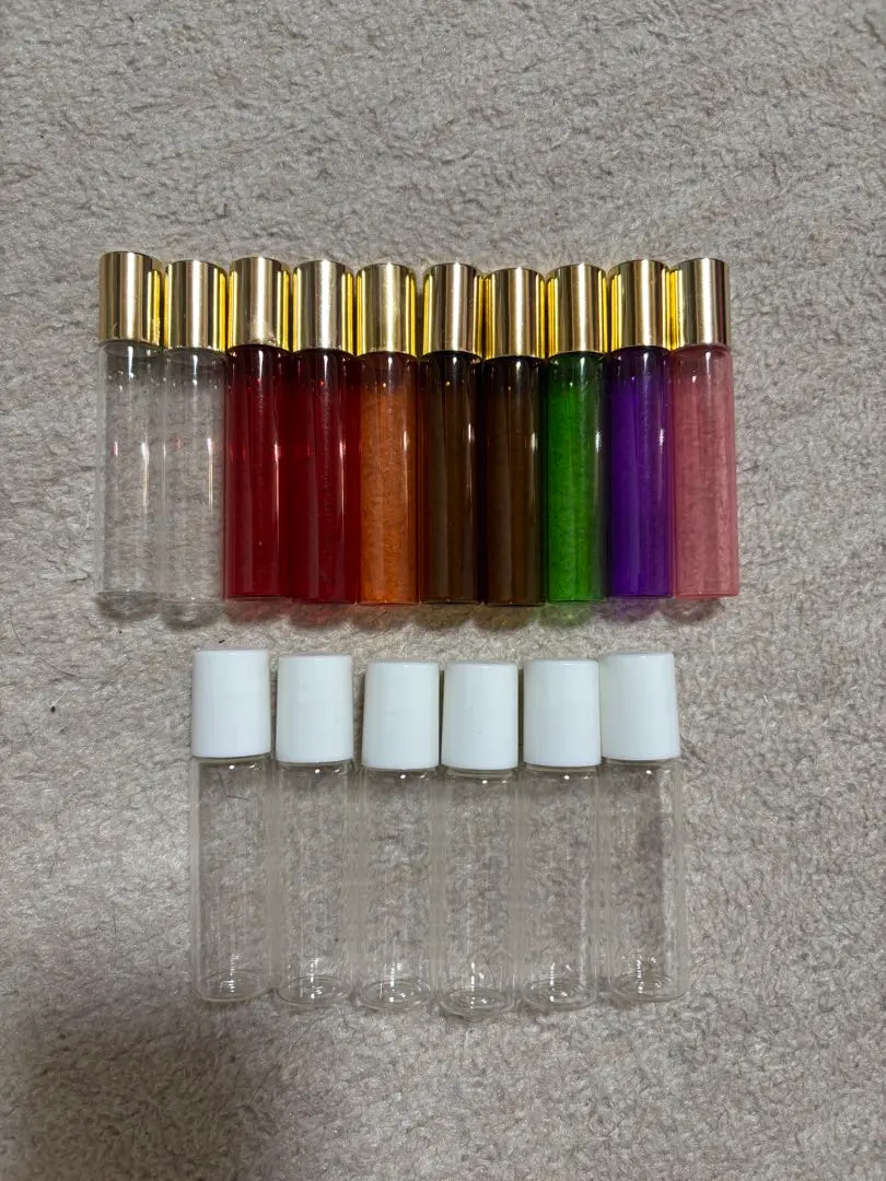 アロマ用カラフルロールオンボトルセット・小瓶・ケース・シールなどのセット