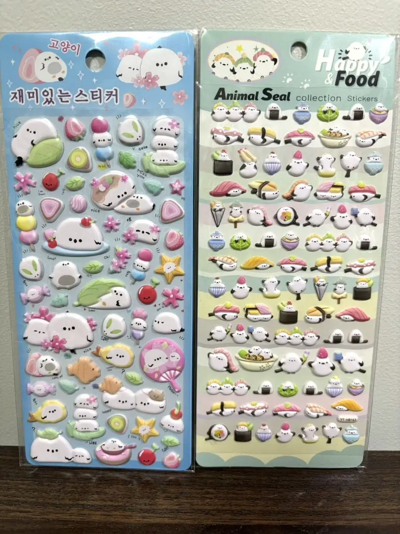 【シマエナガセット】ぷくぷくシール２枚