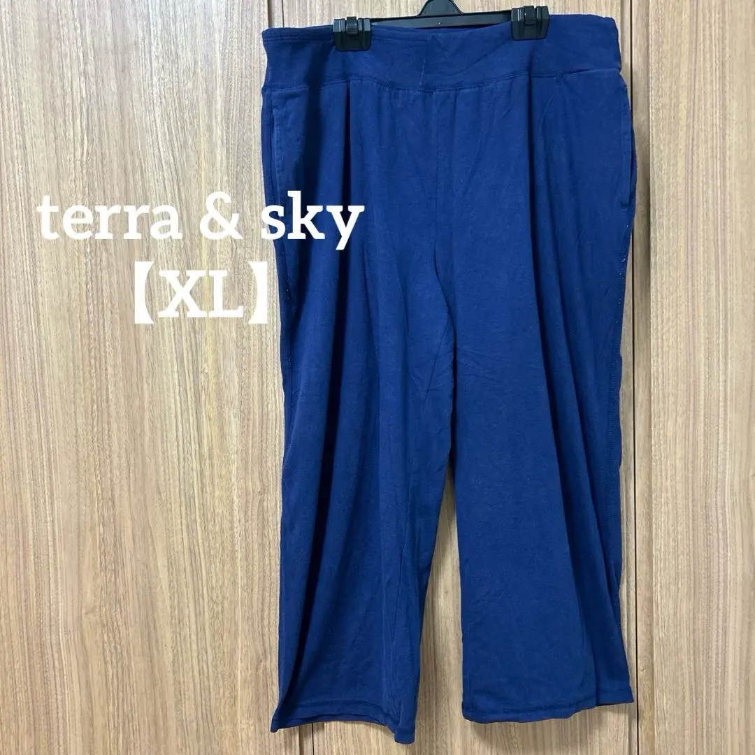 terra & sky 【XL】ネイビー カジュアルパンツ 14W 大きいサイズ