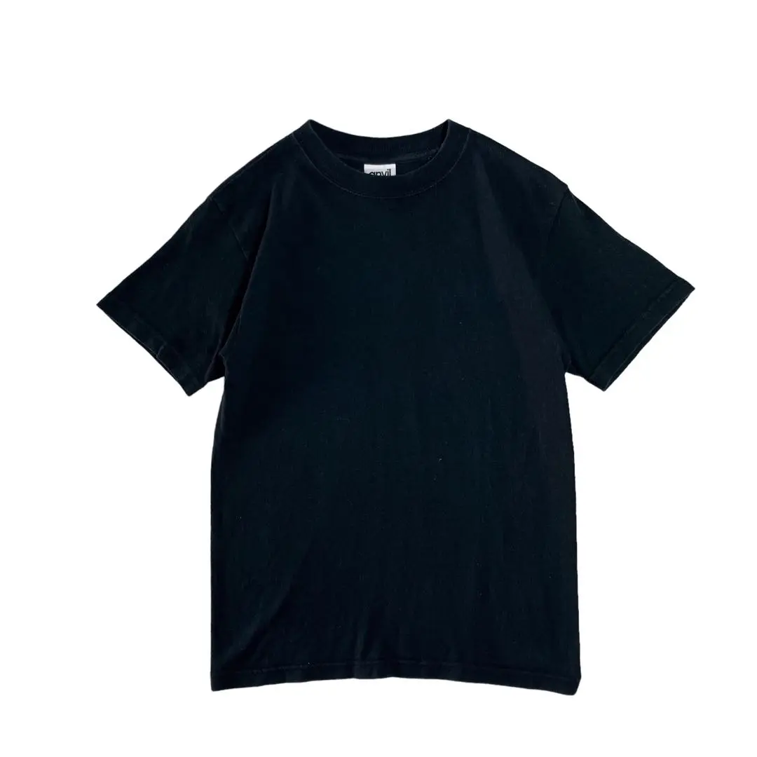 90s anvil Tシャツ 無地 ピチT クロップド ブラック USA製