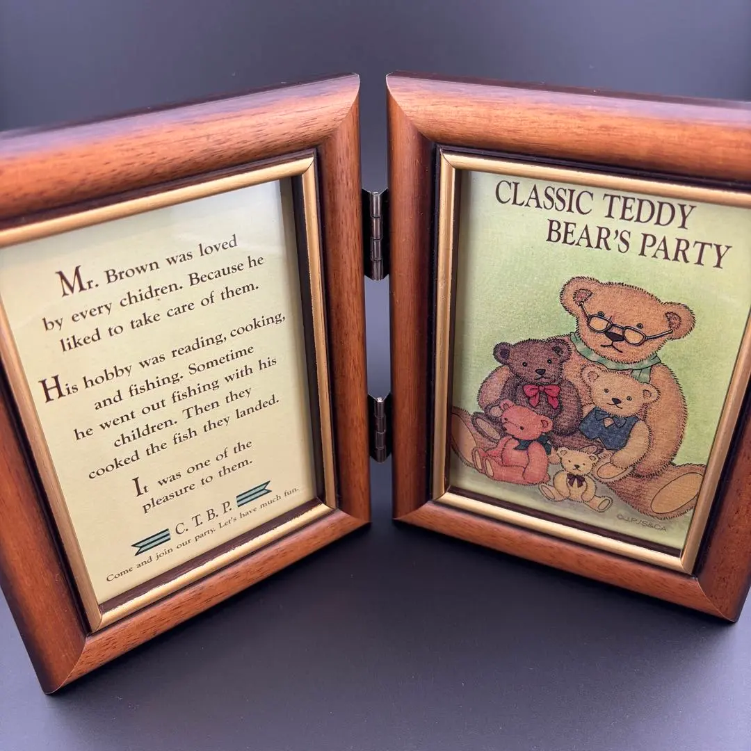 テディベアの二面見開きガラスフォトフレーム