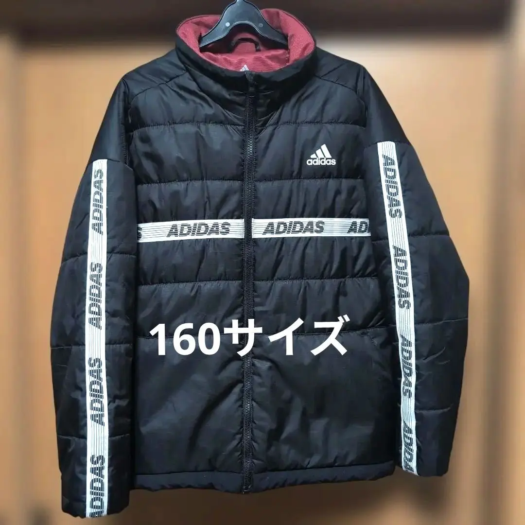adidas 中綿　コート ジャケット　黒　赤　160アウター　ジャンパー