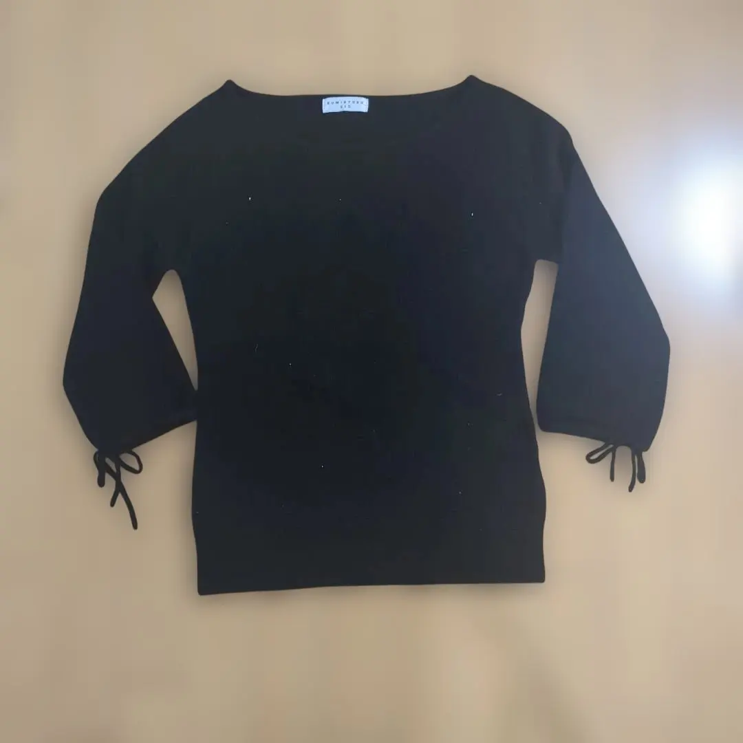 ブラック 七分袖ニット