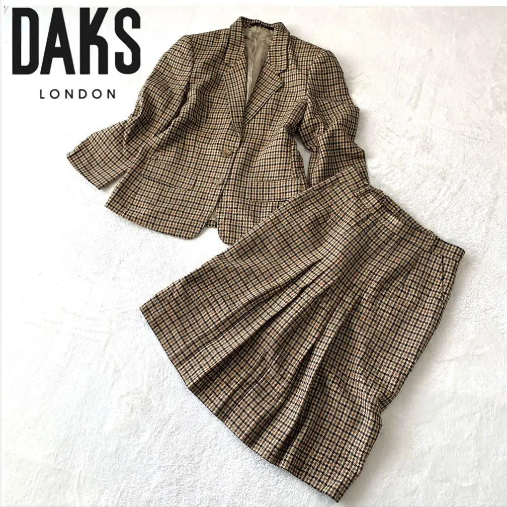 希少 DAKS ジャケット スカート セットアップ スーツ ウール チェック