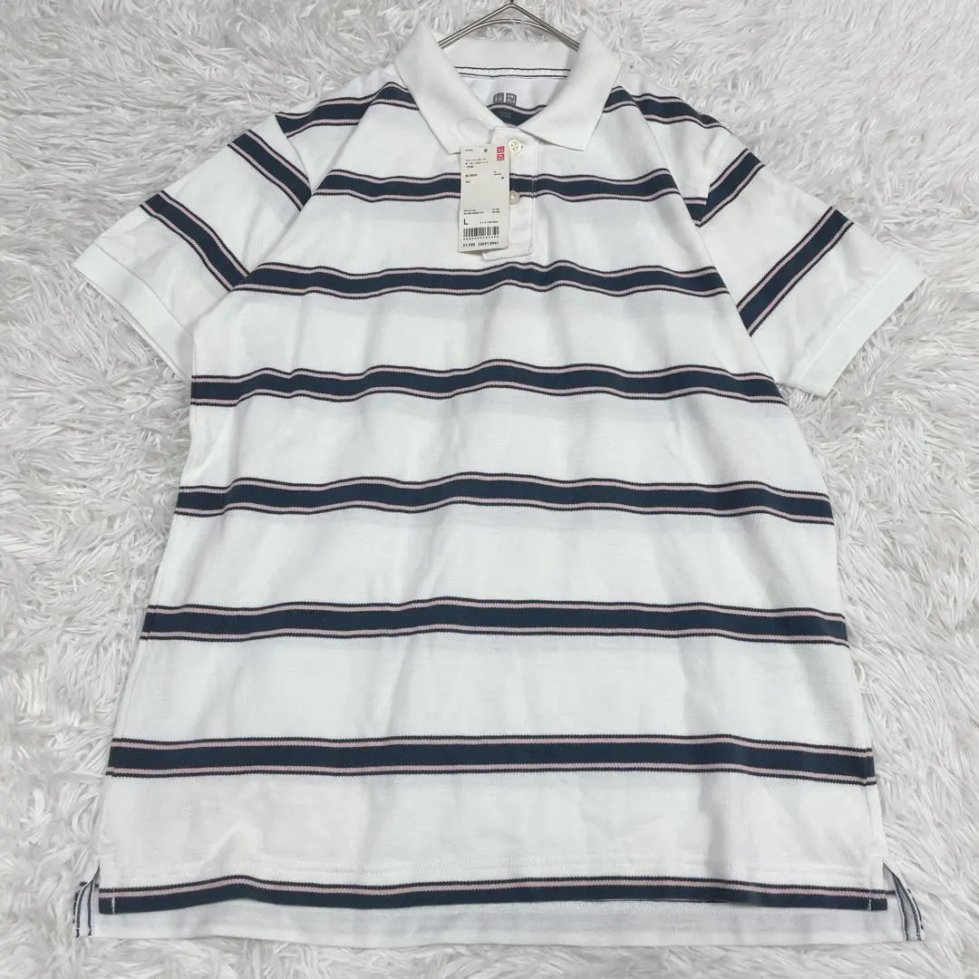 UNIQLO ユニクロ　ウォッシュカノコボーダーポロシャツ　ストライプ　L 美品