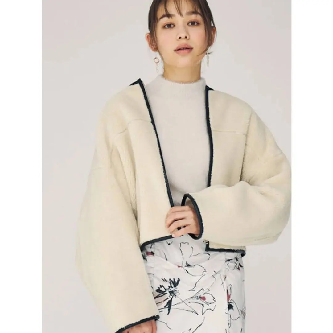 試着のみ♡MERCURYDUO ボアコクーンショートブルゾン