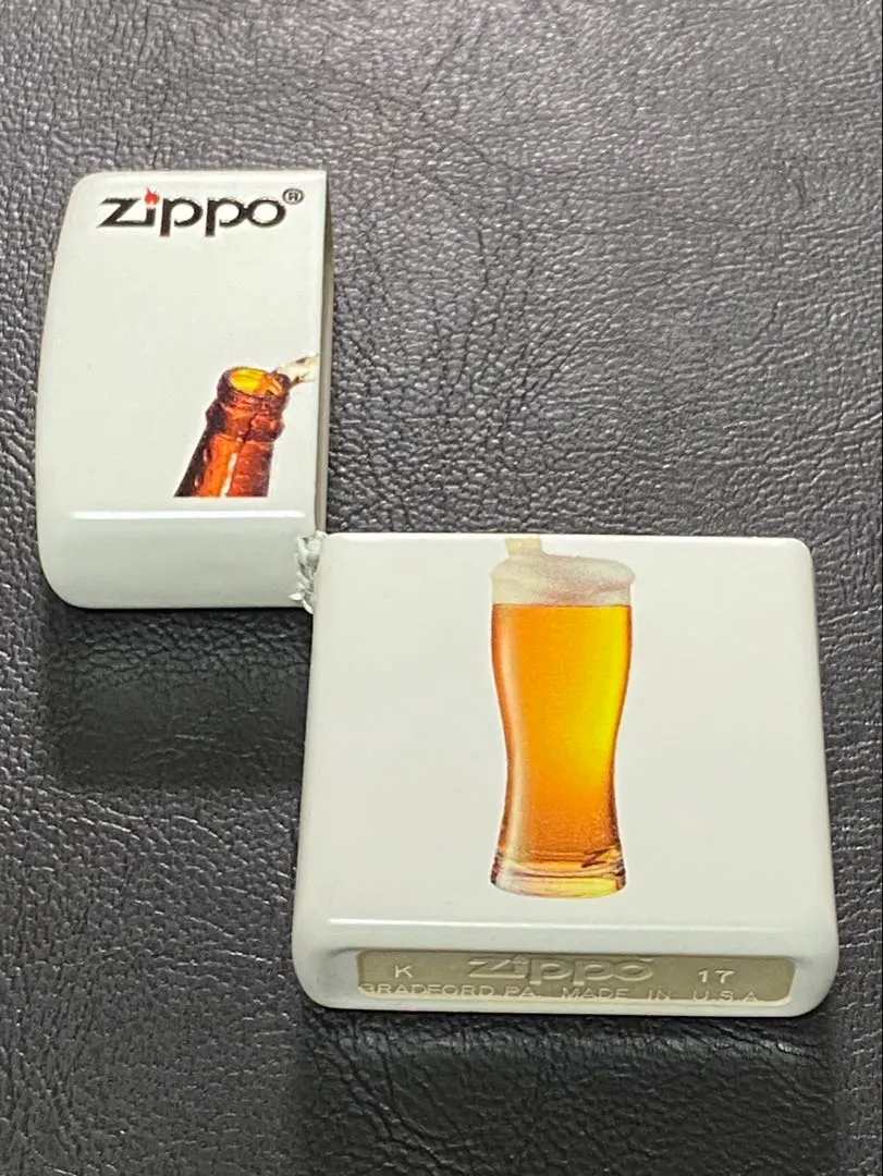zippo ビール 前面加工 外側ケース アウター ホワイト 2017年製