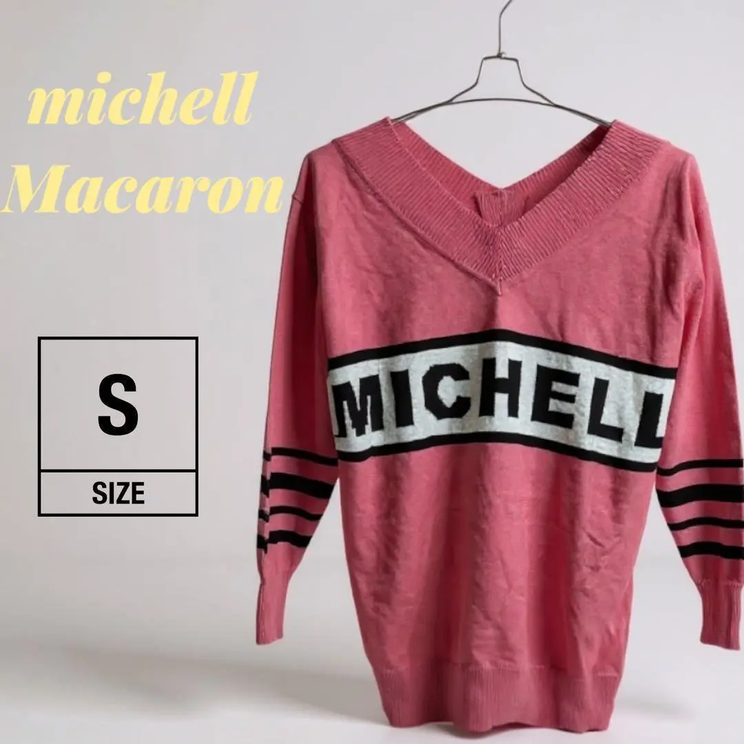 【美品】michell Macaronピンク ニット ロゴ入りセーター　長袖 S