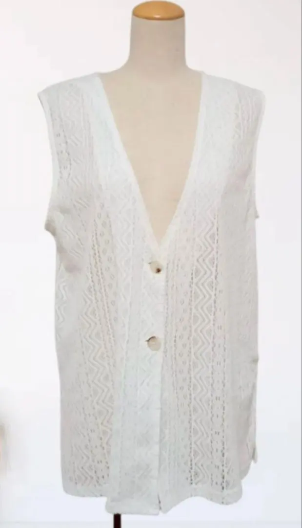 ホワイト レース編みジレ GRL