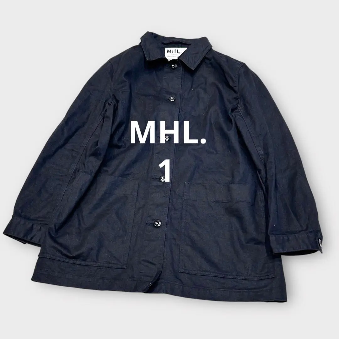 ＊MHL.＊カバーオールジャケット ブラック サイズ1 パッチポケット ゆったり