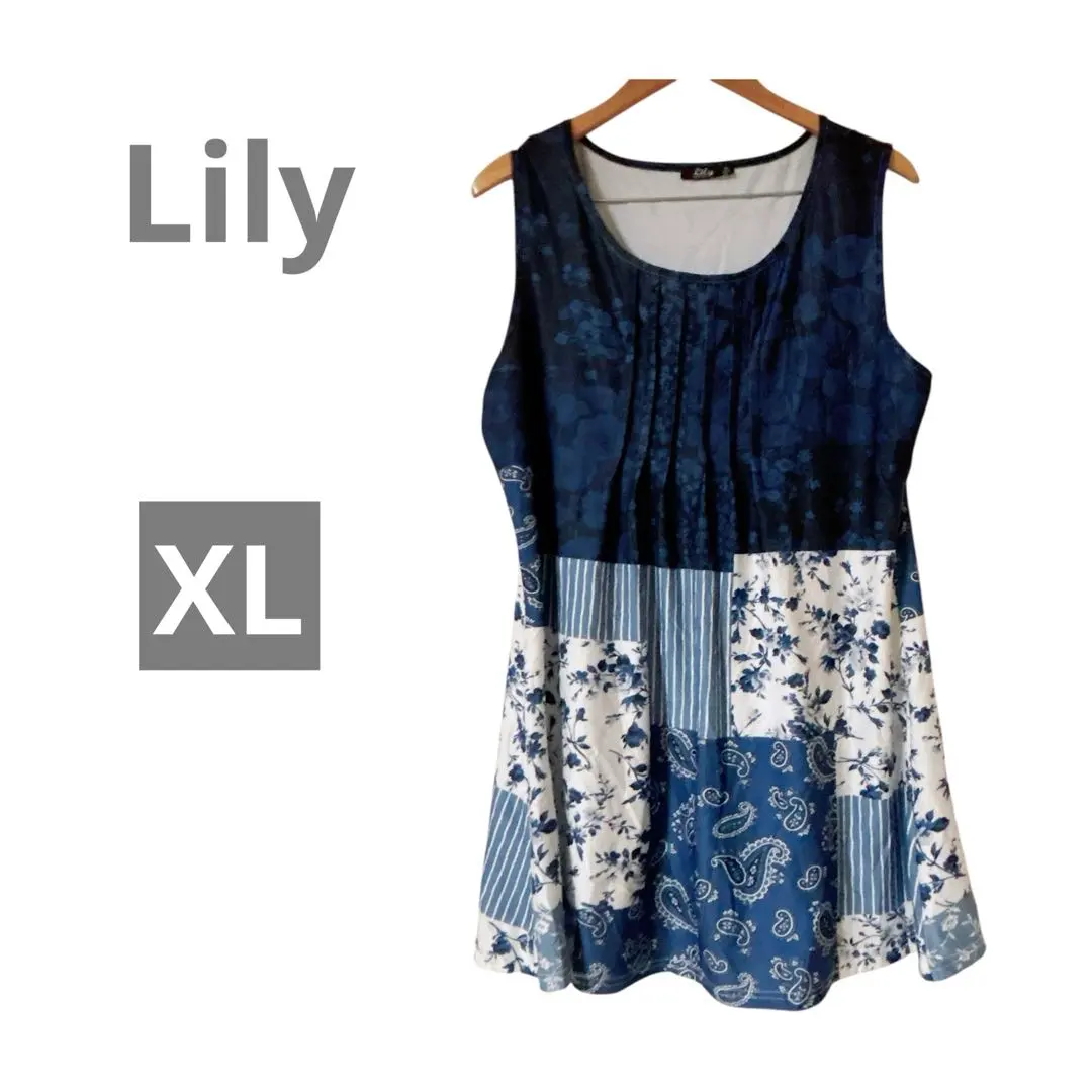 海外古着【Lily by Firmiana 】パッチワークチュニック XLサイズ