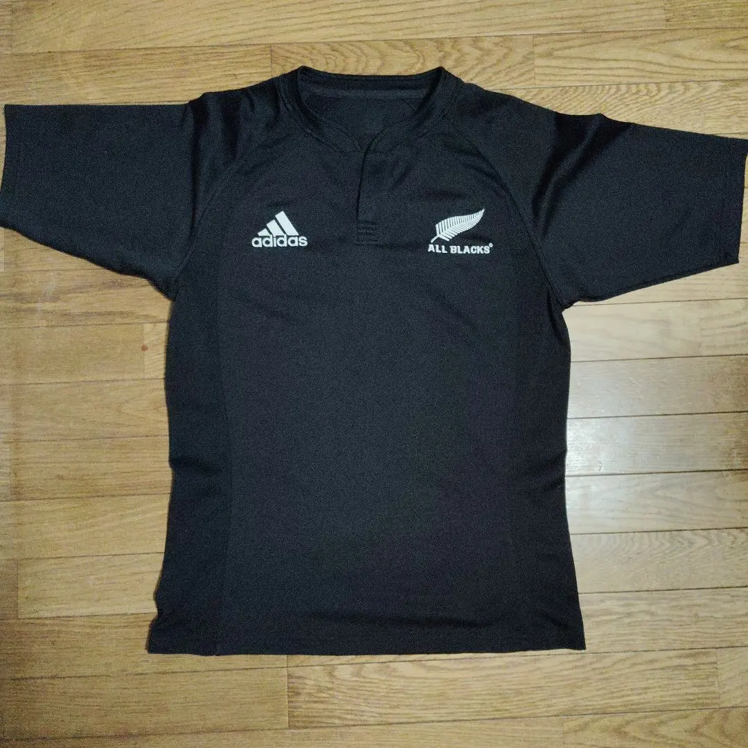 adidas ALL BLACKS ラガーシャツ トレーニング 黒