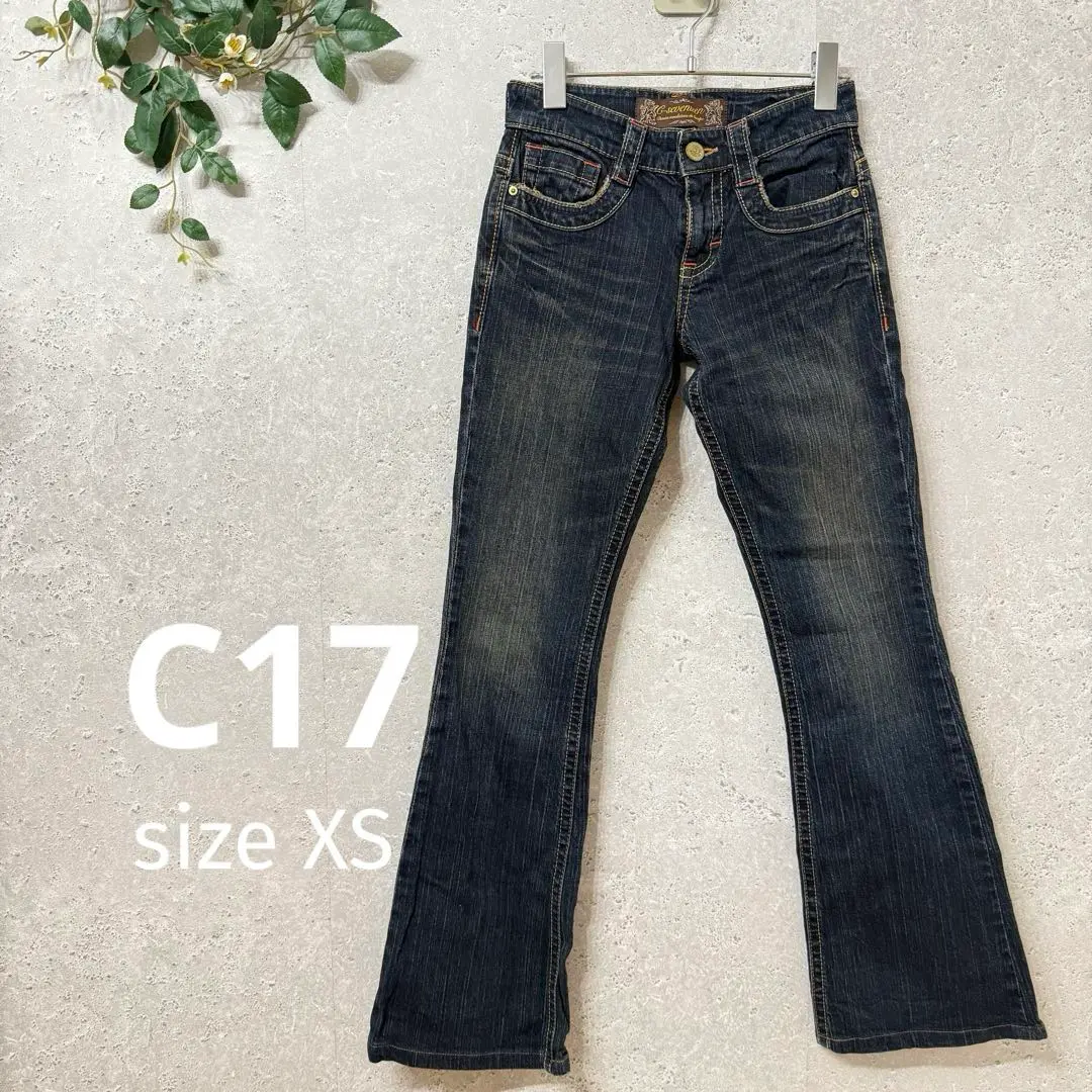C17 シーセブンティーン ブーツカットデニム XS 青 小さめサイズ