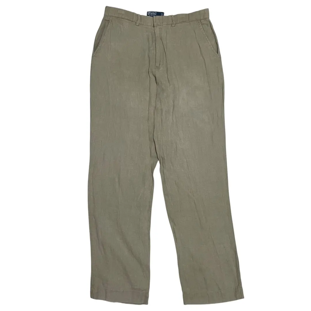 90s ラルフローレン リネンスラックスパンツ 32×32 ベージュ
