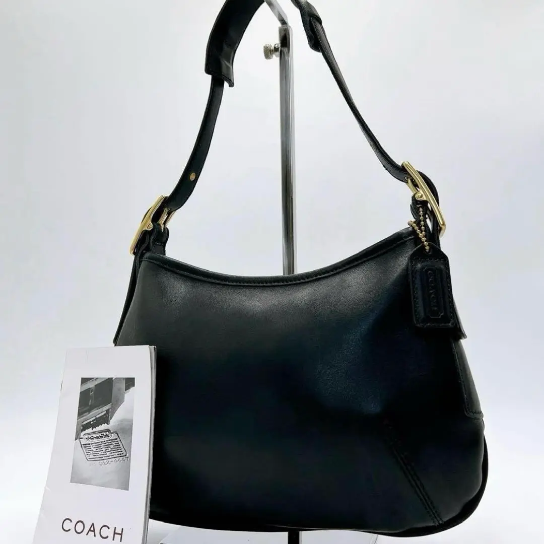 良品 OLD COACH 　グラブタンレザー ワンショルダー 黒　c523