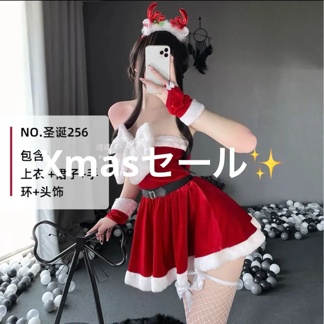 993 リボン サンタコス レディース 6点セット クリスマス コスプレ リボン
