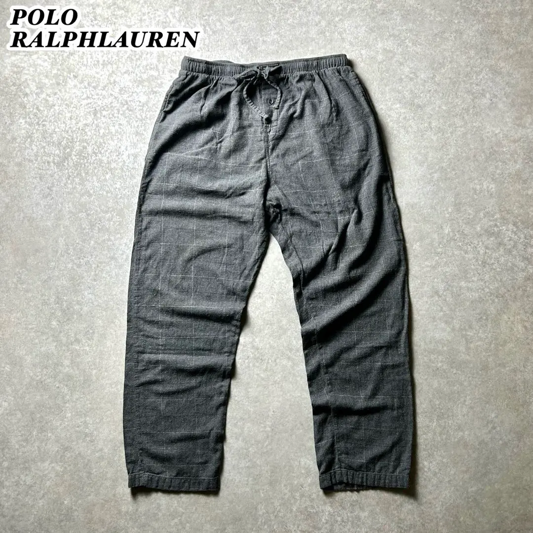 POLORALPHLAUREN格子ワイドイージーパンツグレーイージースラックス