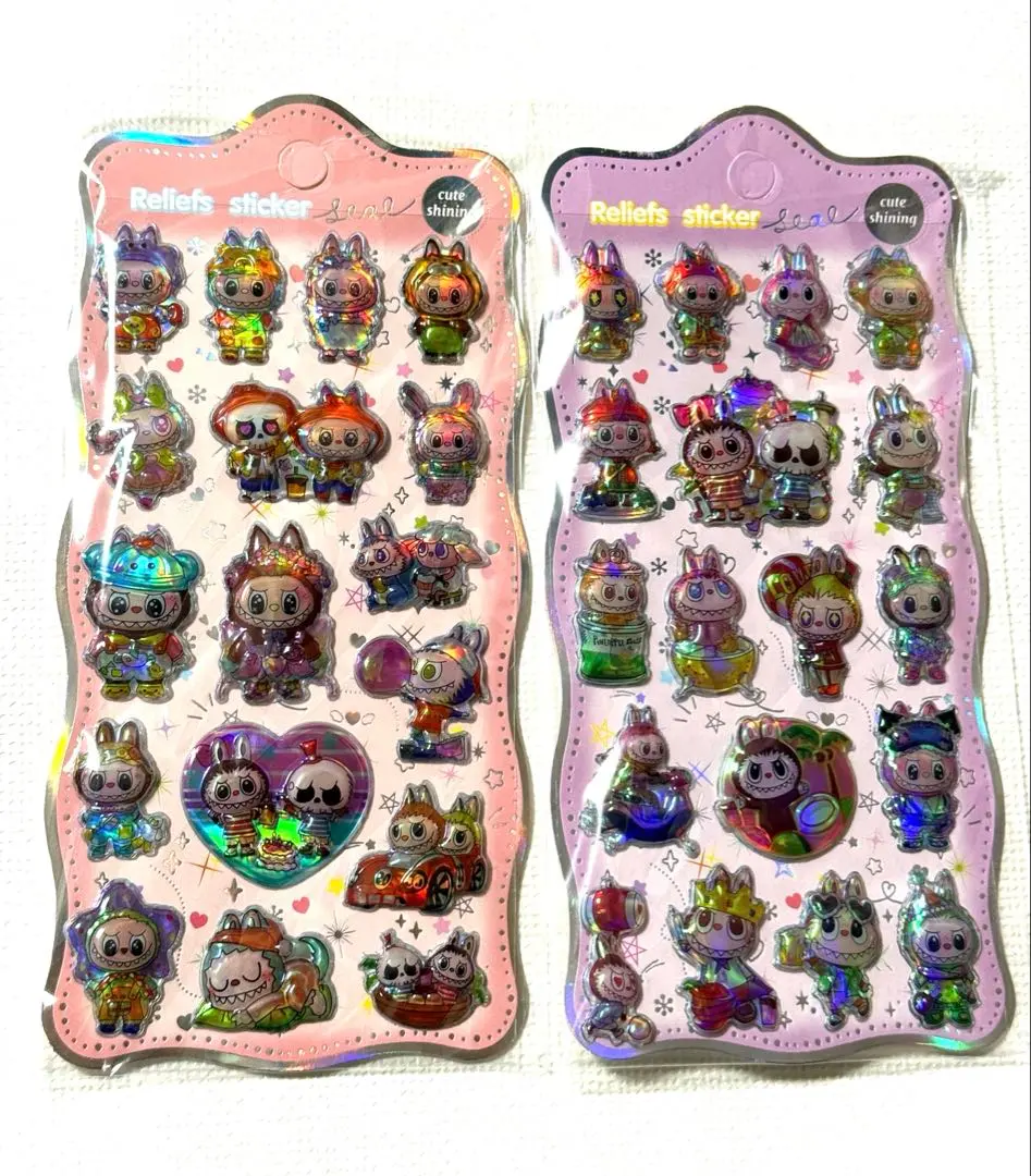 3D 立体　ぷっくりシール　ステッカー　オーロラ　ラブブ　2点　新品