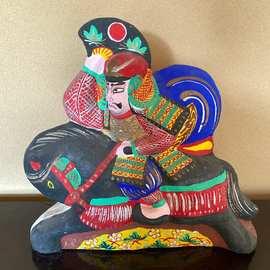 縁起物 土人形 郷土玩具 馬乗り 黒馬 こどもの日 武士 置物