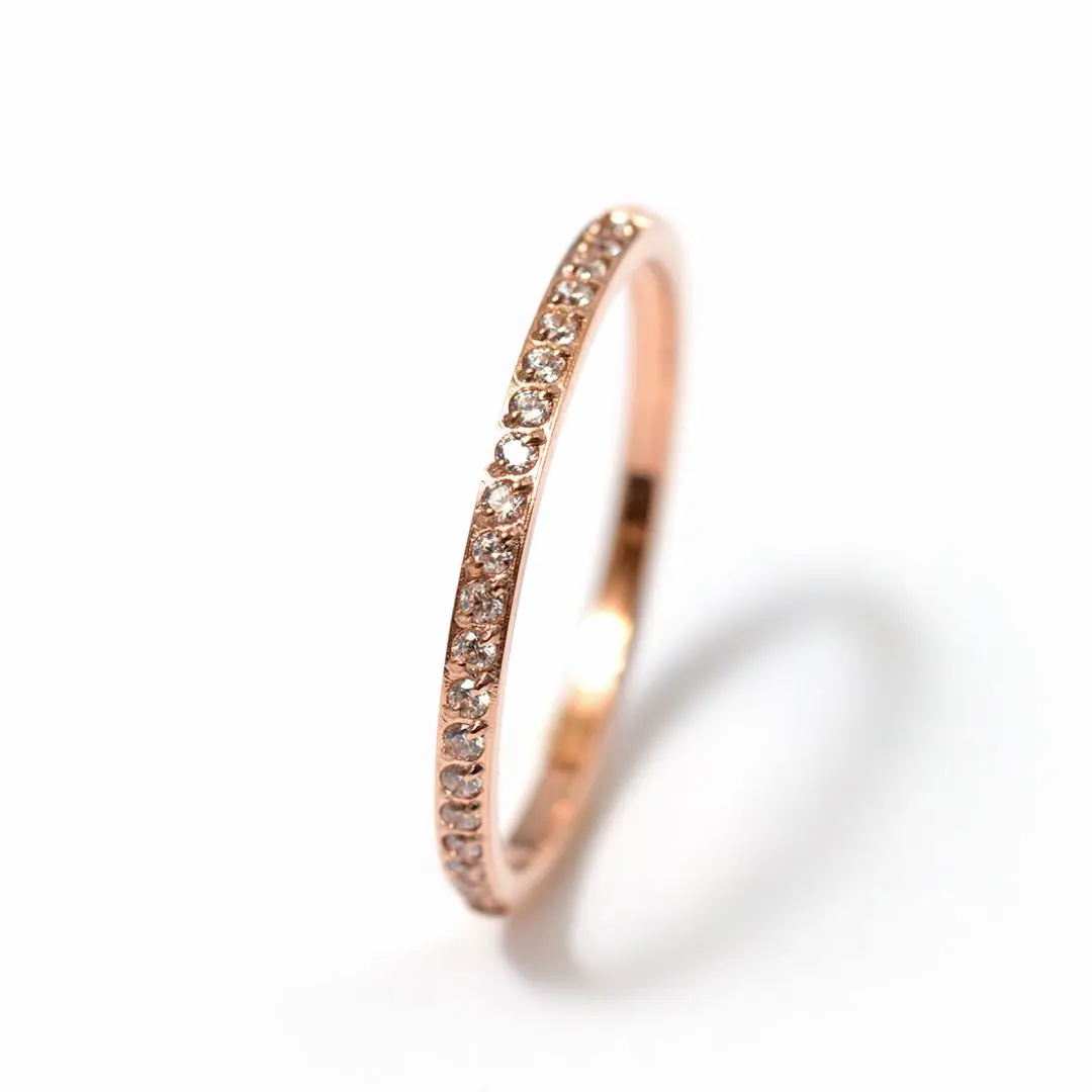 CZダイヤモンド 幅1ｍｍ極細フルエタニティリング 指輪 ステンレス