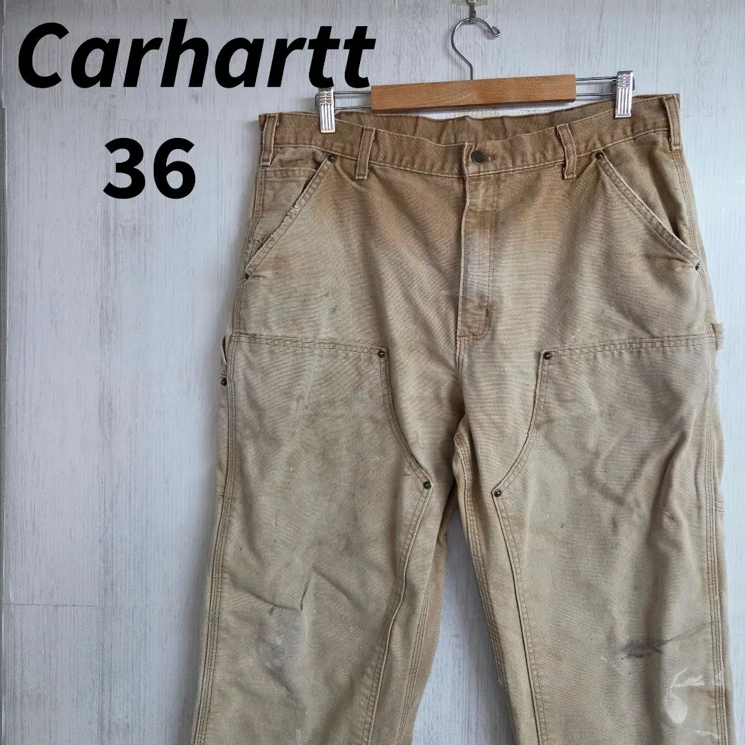 《希少》Carhartt　カーハート ダブルニーパンツ　36×32　ベージュ