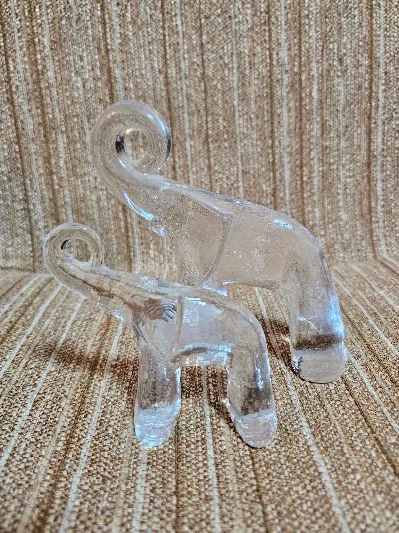 ヴィンテージ！KOSTA BODA クリスタル ゾウ 置物 北欧　2点セット