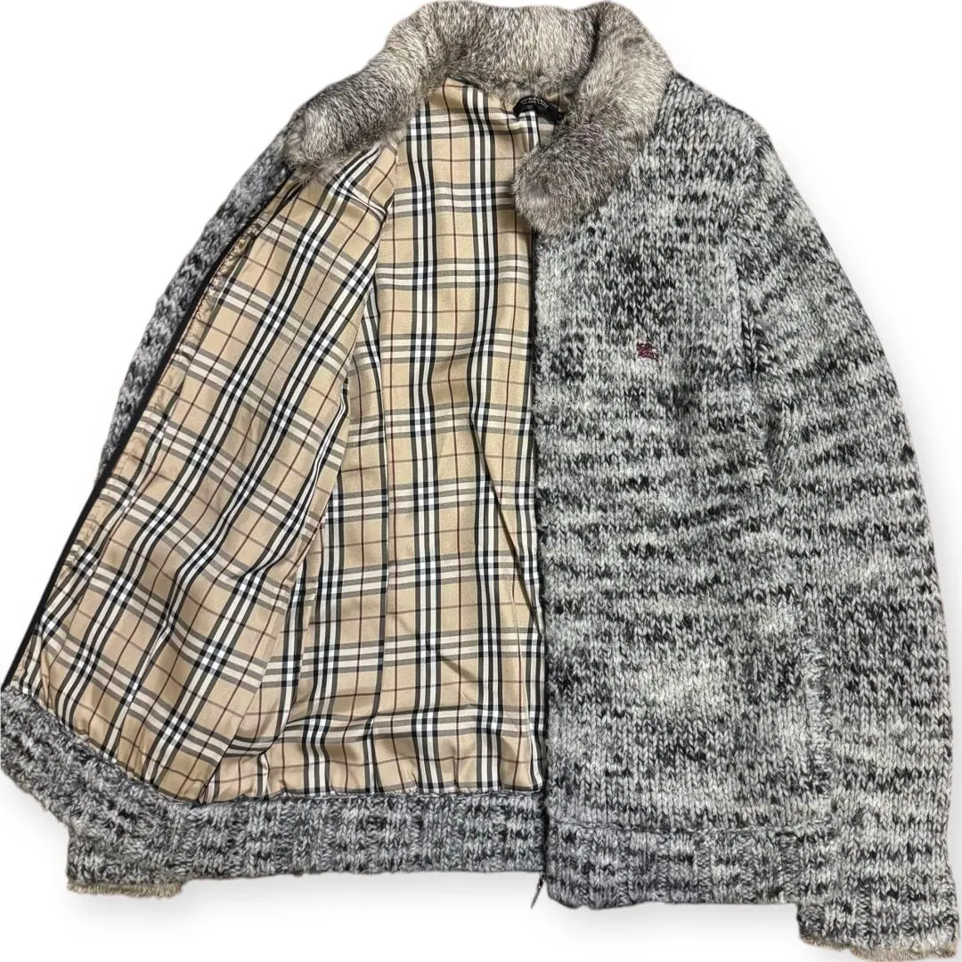 BURBERRY BLACK LABEL ラビットファー ノバチェック ブルゾン