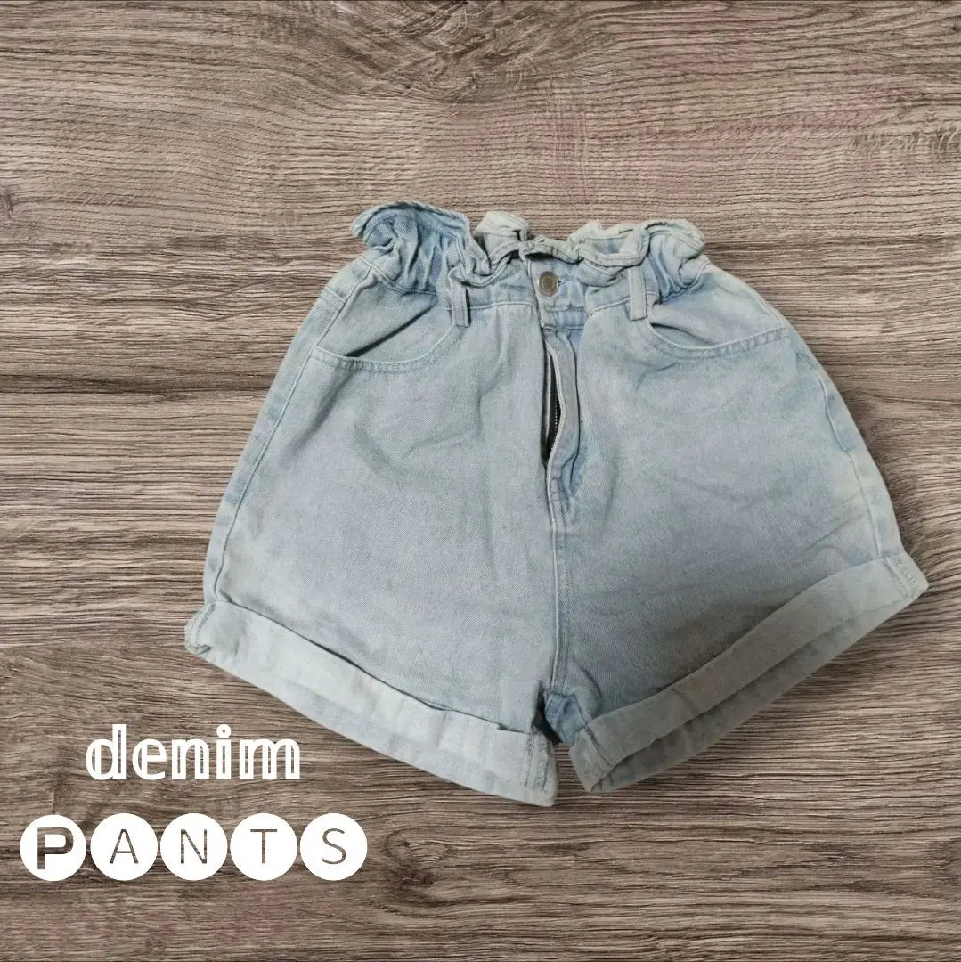 デニムギャザーショートパンツ 26 ライトブルー