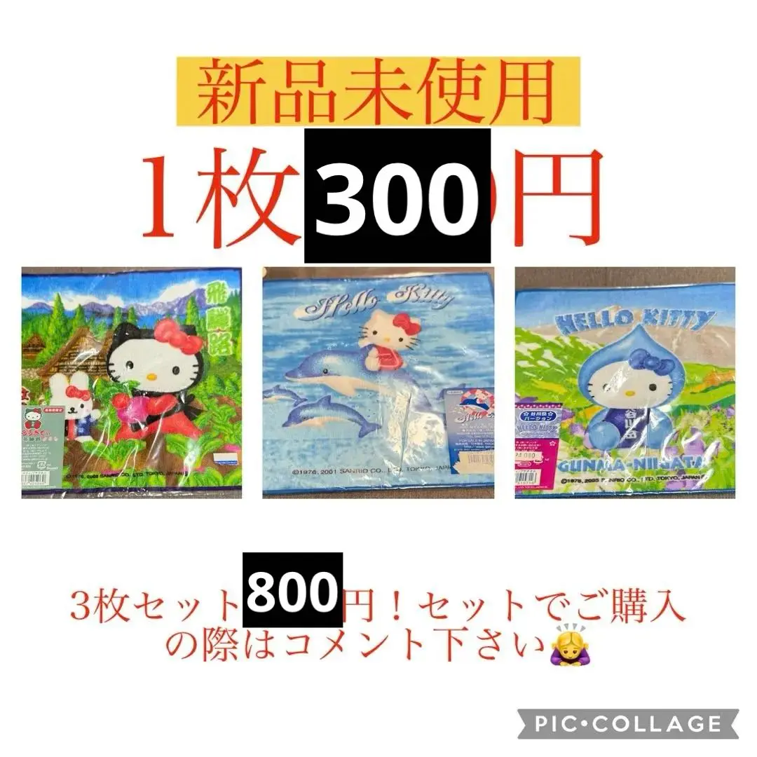 新品未使用　ご当地キティ　ハンカチ　プチタオル　飛騨路　水族館　谷川岳　日本製