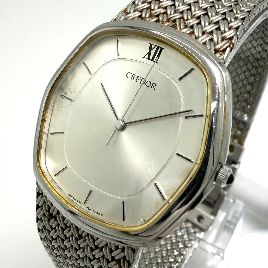 【稼動】 SEIKO クレドール 腕時計 メンズ シルバー オクタゴン 3針