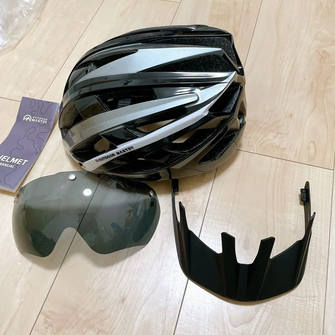 美品✨OUTDOOR MASTER 自転車用ヘルメット　ブラック/シルバー　L