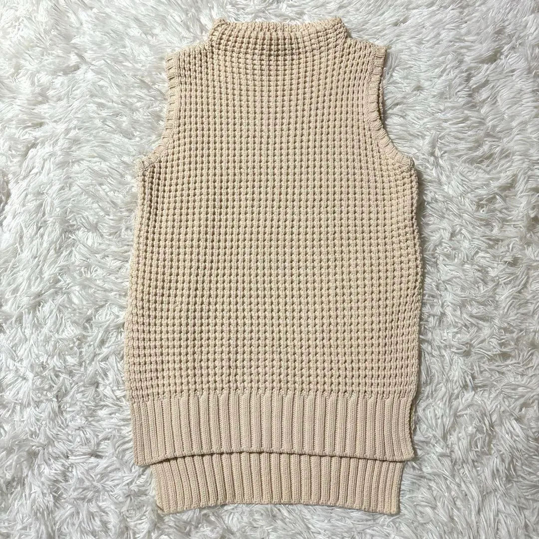 【Lourphyli】ノースリーブニット(F) ベージュ タートルネック