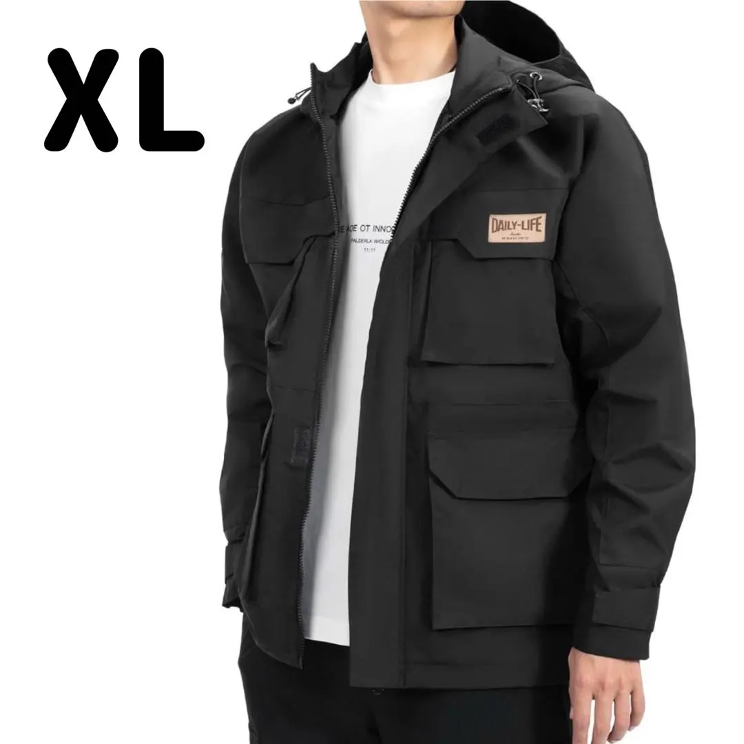 XL★マウンテンパーカー アウトドアジャケット メンズ 防風 防寒 ブラック
