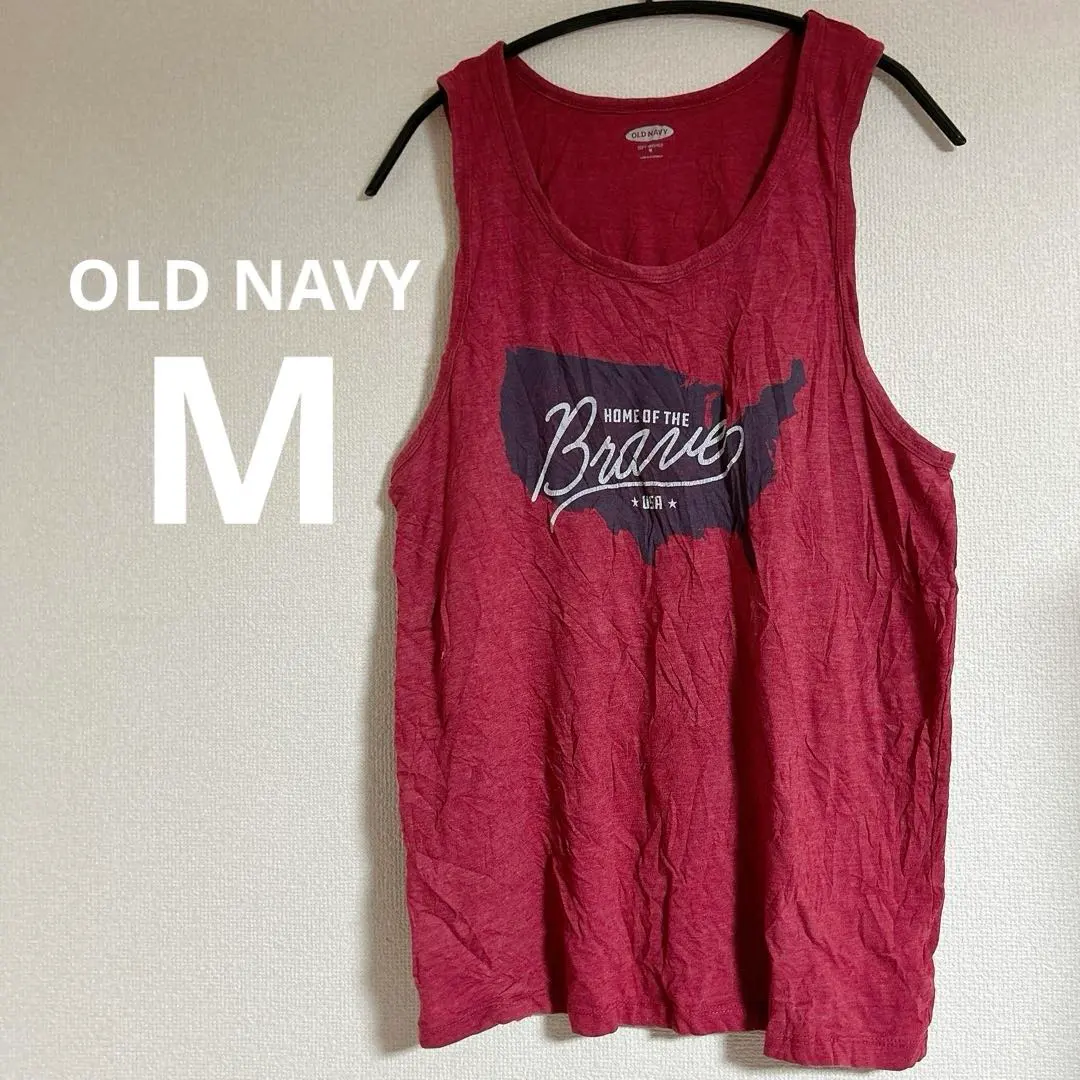 OLD NAVY 【M】オールドネイビー赤 タンクトップ メンズ　ロゴタンク