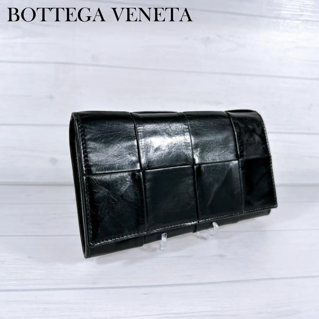 ボッテガヴェネタ マキシイントレチャート 二つ折り長財布 小銭入れ付き レザー