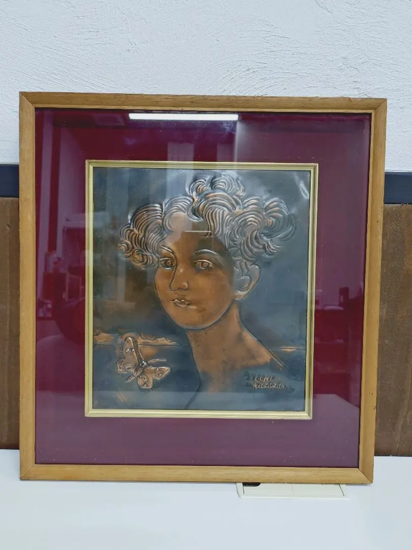 4-370 銅版画　女性像と蝶　1988年　m.nohahota