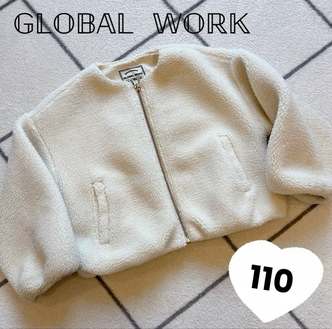 グローバルワーク 白ボア 110 ホワイト フリース ジャケット