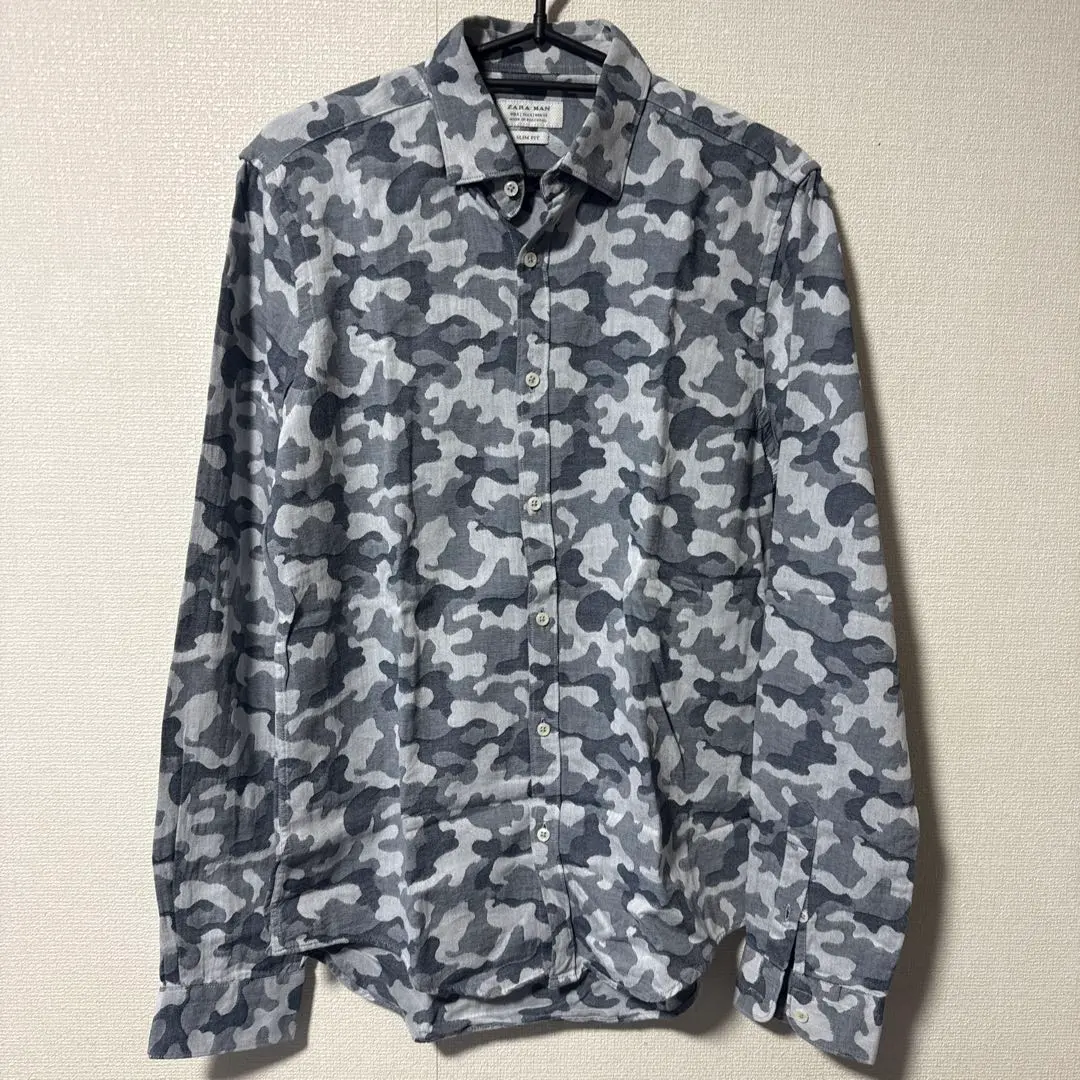 ZARA MAN 迷彩柄 スリムフィット　長袖シャツ　長袖　S 38