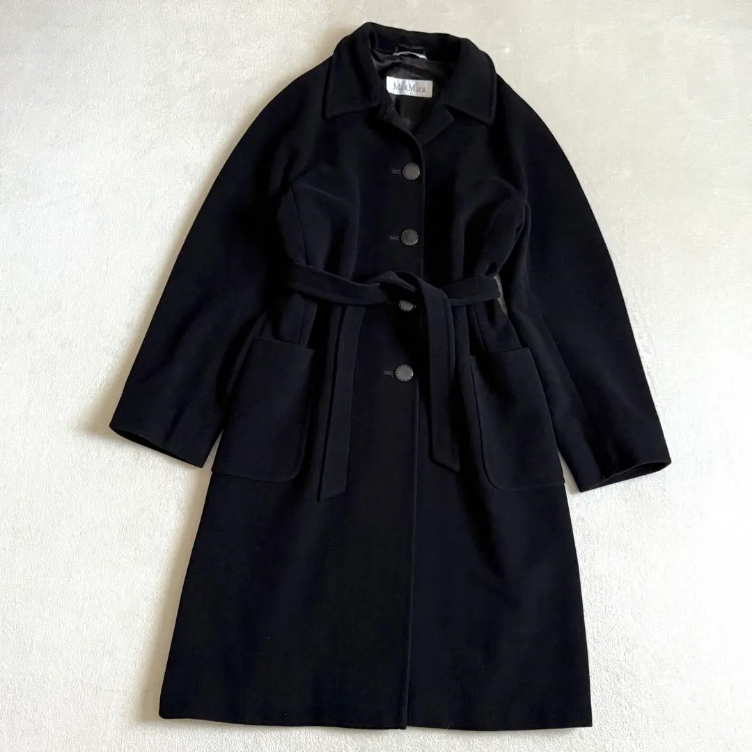 【極美品】MAX MARA ステンカラーコート ヴァージンウール50% アンゴラ