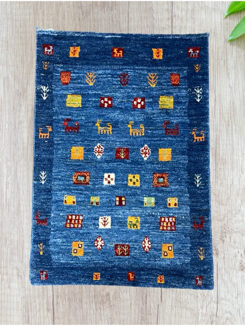 ギャッベ　玄関マット　ペルシャ　イラン　60x90cm リズバフ